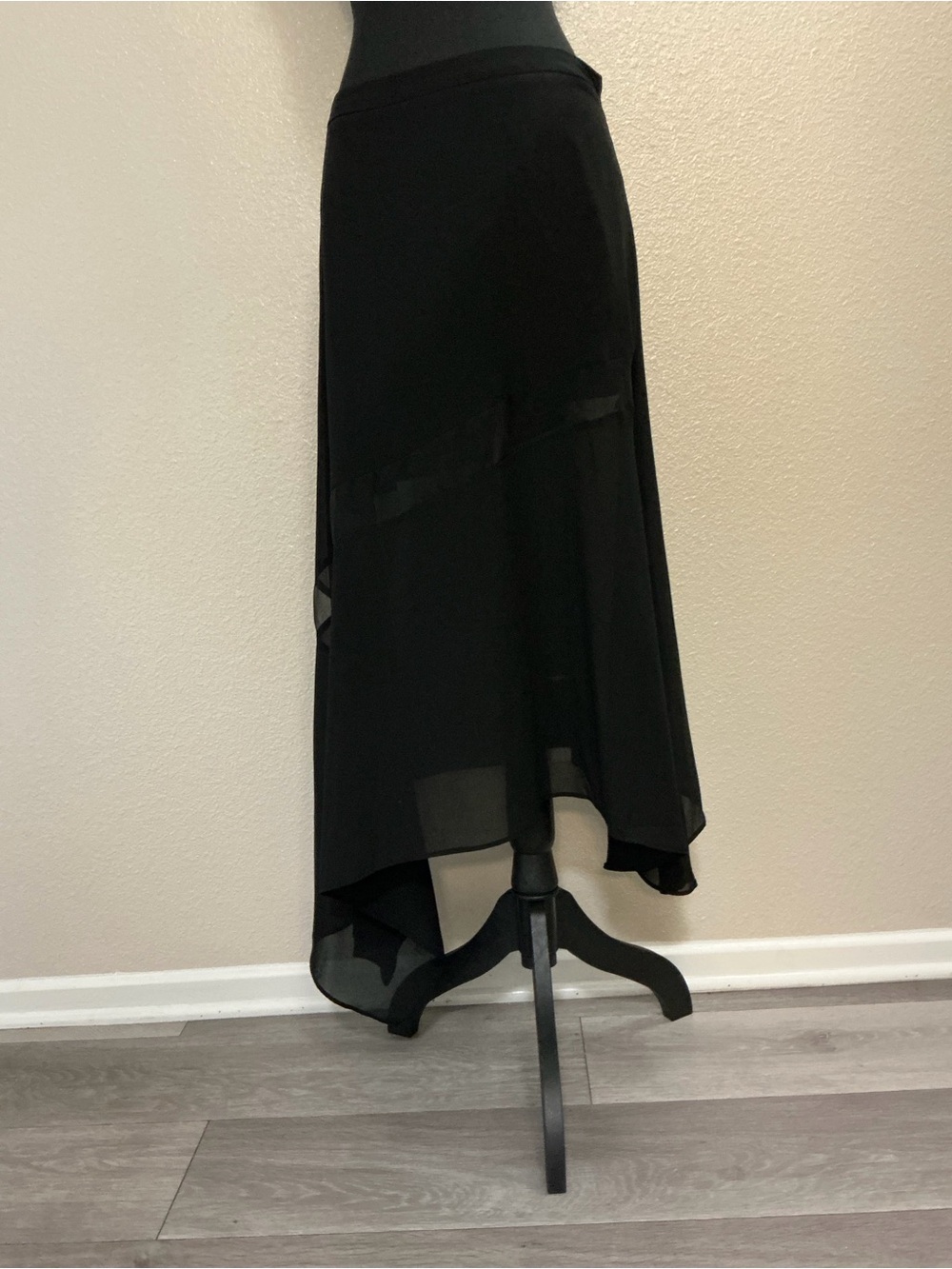 Flowing Black Asymmetrical Hem Women's Skirt - Picture 2 of 5